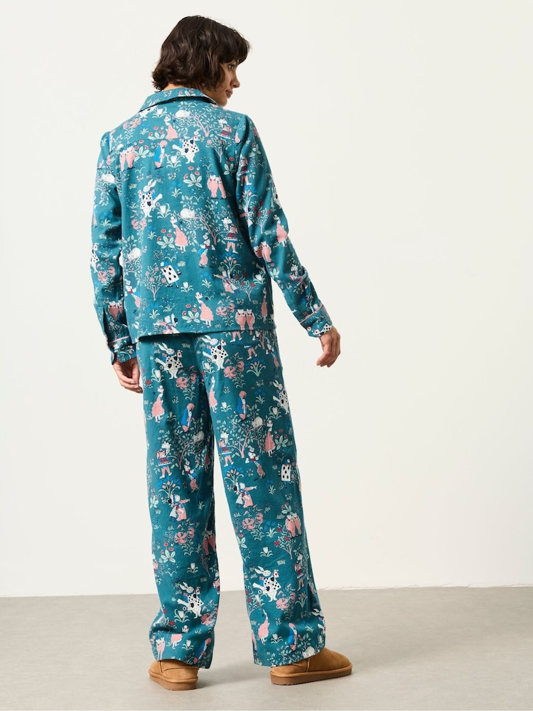 FatFace V&A|FatFace 2 Piece Teal Blue Magic Garden Scalloped Pyjama Set - Image 2 of 8 FatFace V&A|FatFace 2 Piece Teal Blue Magic Garden Scalloped Pyjama Set - Image 2 of 8