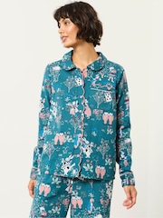 FatFace V&A|FatFace 2 Piece Teal Blue Magic Garden Scalloped Pyjama Set - Image 3 of 8