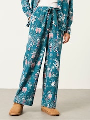 FatFace V&A|FatFace 2 Piece Teal Blue Magic Garden Scalloped Pyjama Set - Image 5 of 8