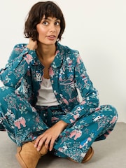 FatFace V&A|FatFace 2 Piece Teal Blue Magic Garden Scalloped Pyjama Set - Image 6 of 8