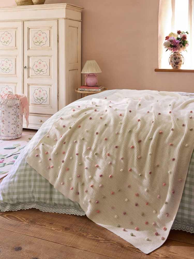 Cath Kidston Pink Pom Pom Crochet Knitted Throw - Image 1 of 7 Cath Kidston Pink Pom Pom Crochet Knitted Throw - Image 1 of 7
