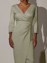 Jolie Moi Green Wrap Bodycon Dress - Image 5 of 6