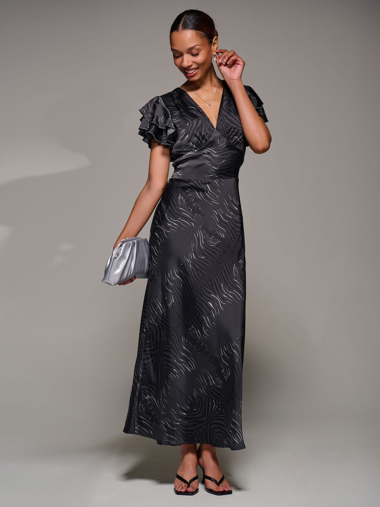 sachin and babi light blue dress ii Women's Elegant Flare Sleeve Ruffle Hem Design Dress Spring