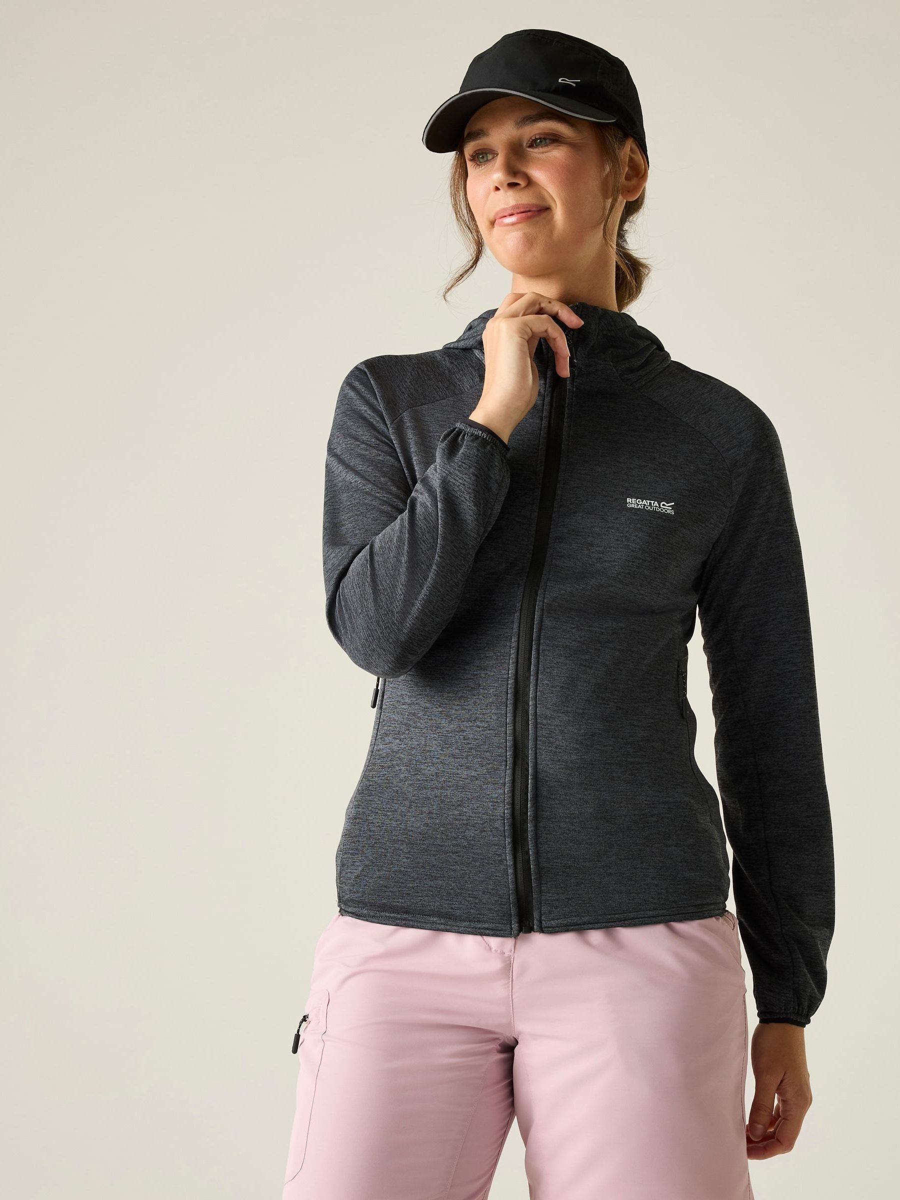 Regatta Women's Ferna Marl Full Zip Hooded Stretch Midlayer Sweatshirt in Dark Grey | Size: 20 - Image 3