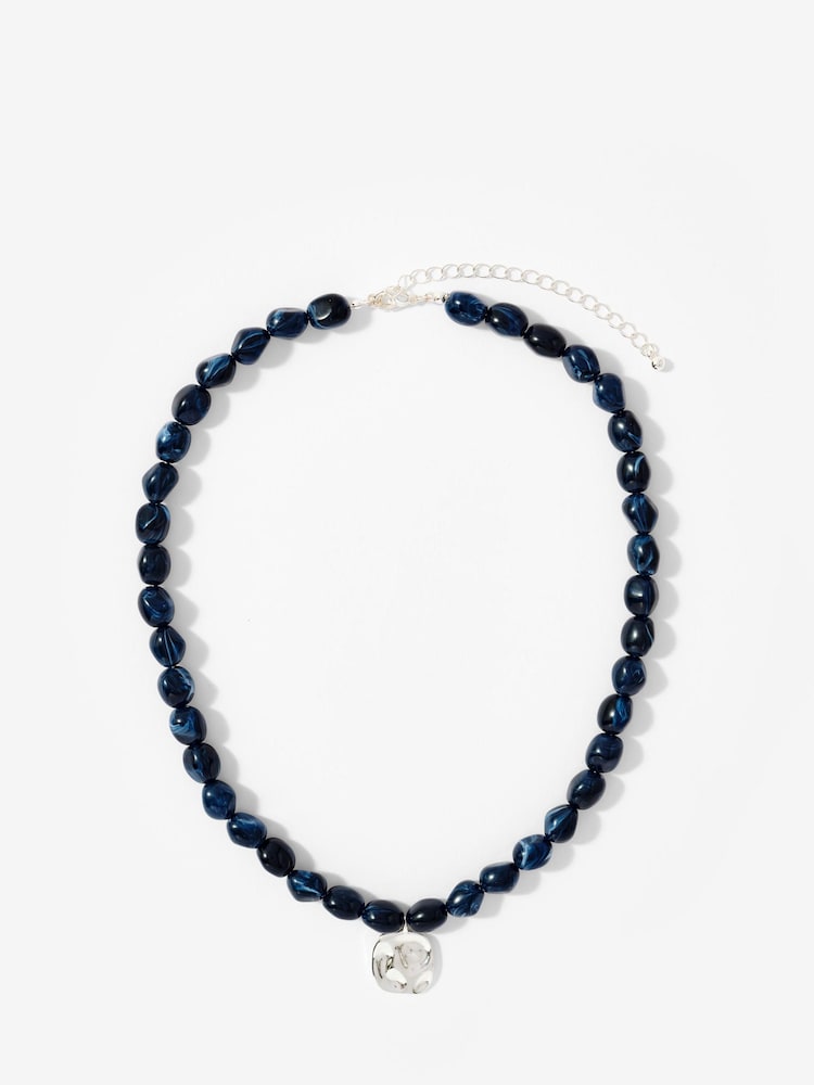 Mint Velvet Blue Beaded Charm Necklace - Image 1 of 3