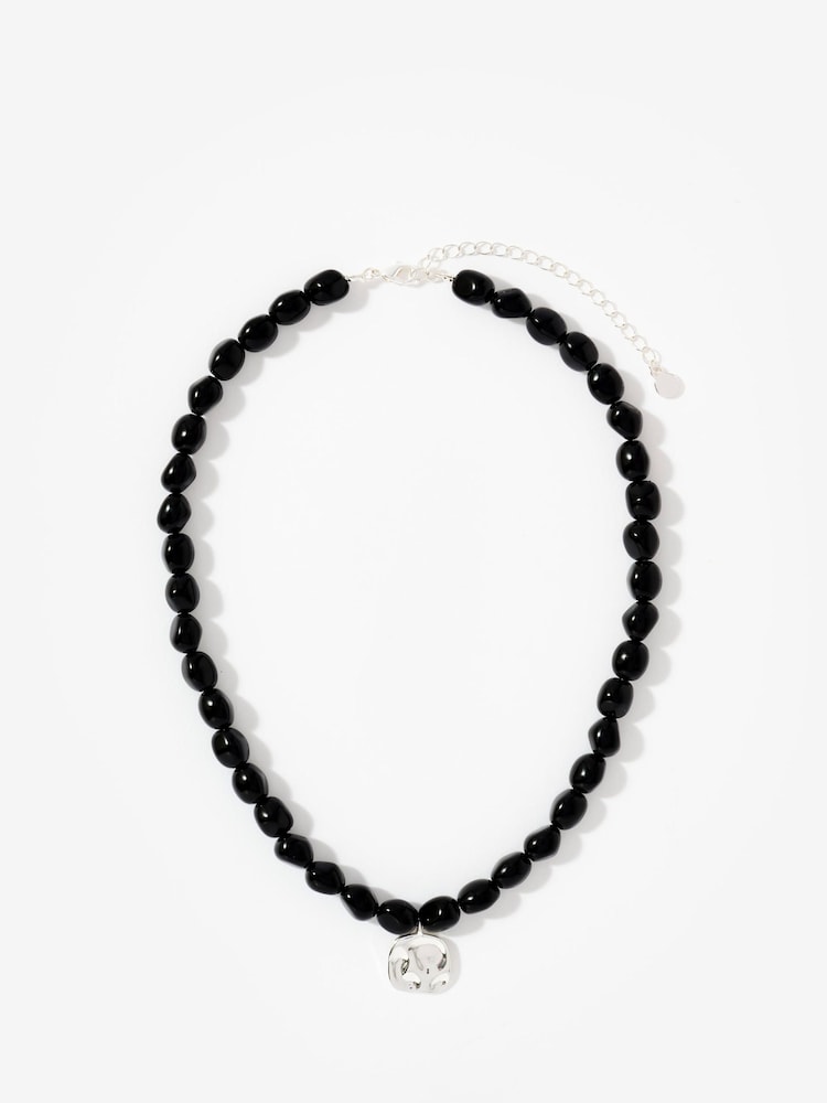 Mint Velvet Black Beaded Charm Necklace - Image 1 of 3