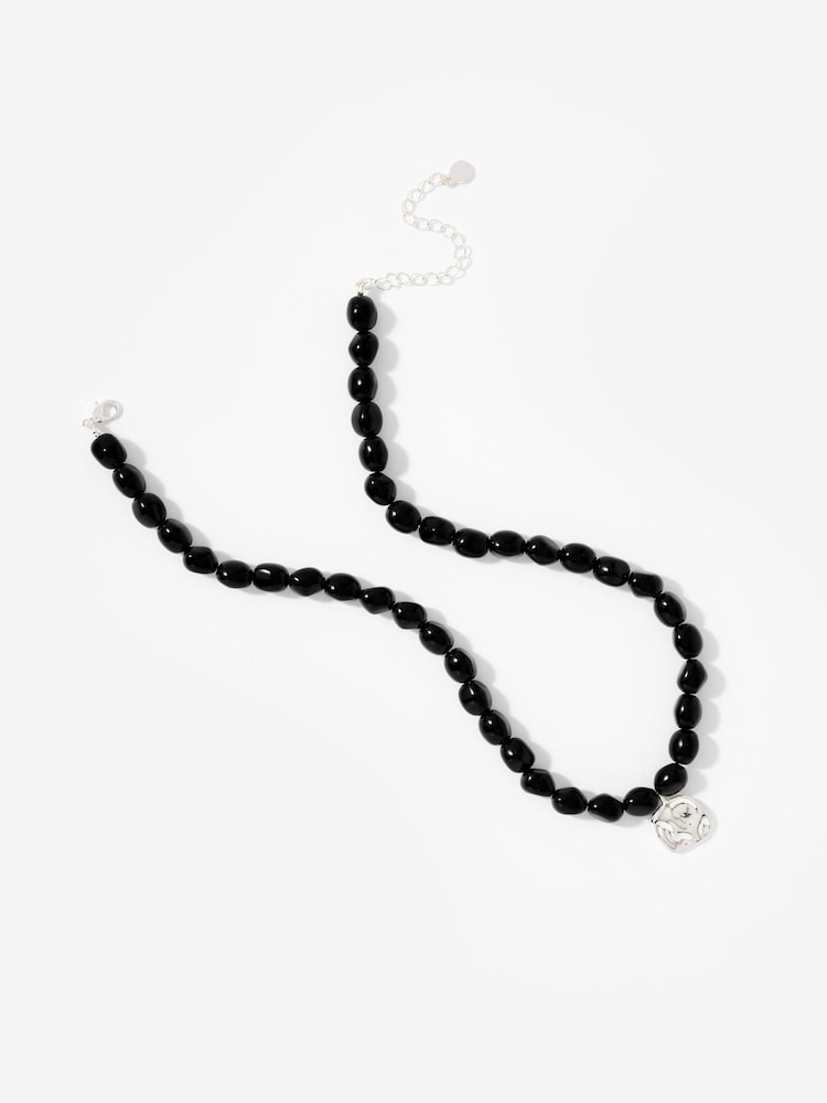 Mint Velvet Black Beaded Charm Necklace - Image 2 of 3