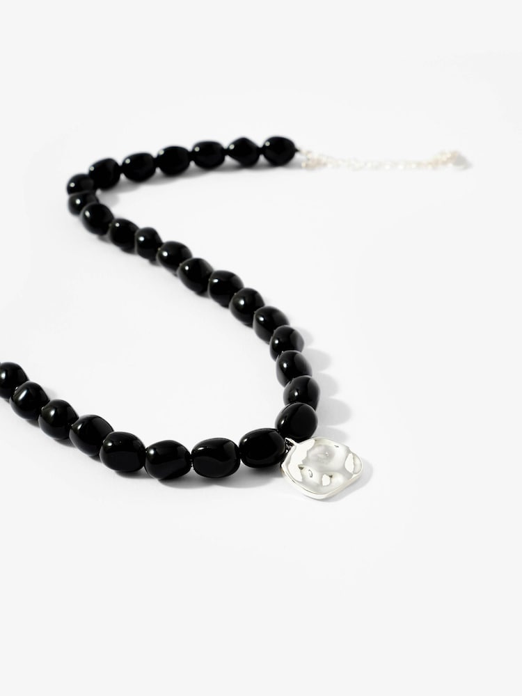 Mint Velvet Black Beaded Charm Necklace - Image 3 of 3