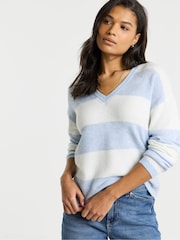 Simply Be Blue V-Neck Jumper - Image 1 of 4