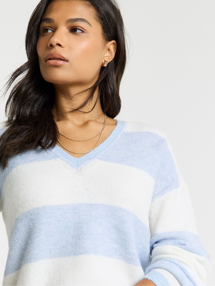 Simply Be Blue V-Neck Jumper - Image 4 of 4