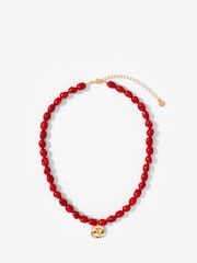 Mint Velvet Red Beaded Charm Necklace - Image 1 of 3