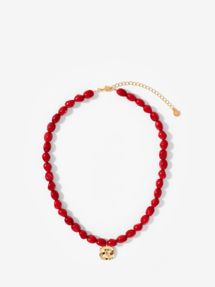 Mint Velvet Red Beaded Charm Necklace - Image 1 of 3