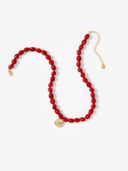 Mint Velvet Red Beaded Charm Necklace - Image 2 of 3
