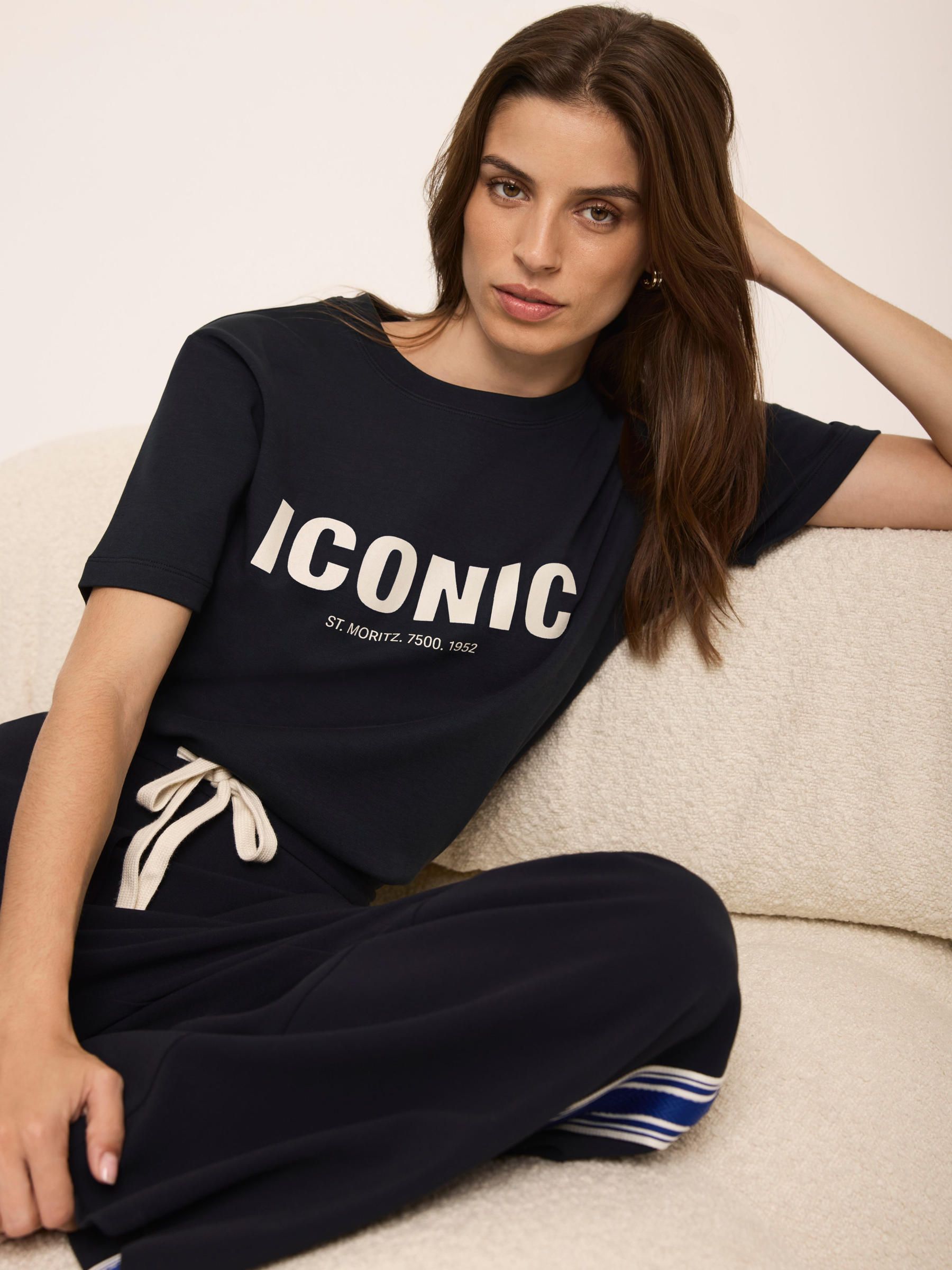 Buy Mint Velvet Blue Iconic Graphic Cotton T-Shirt from Next Romania