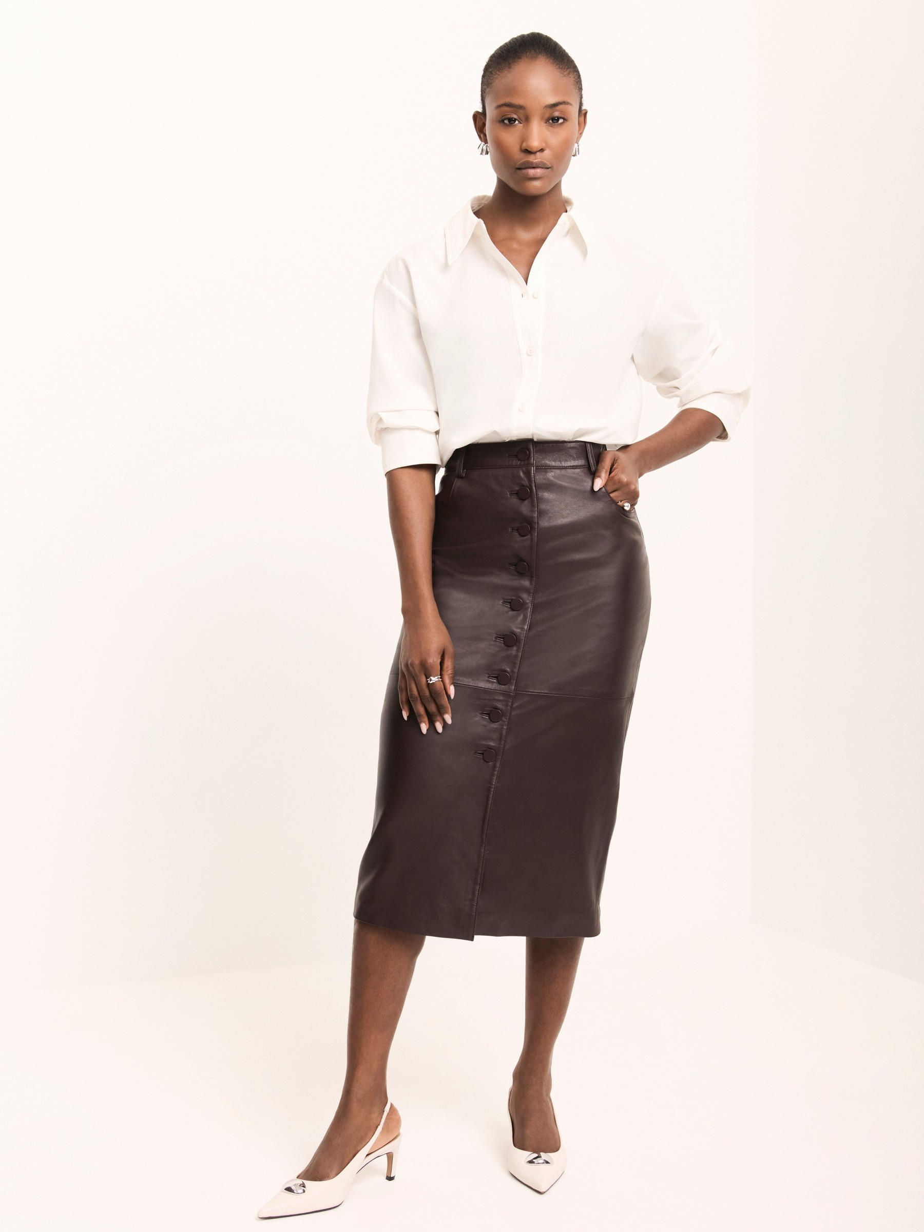 Mucent ムセントPISTOL LEATHER SKIRT Buy Mint Velvet Chocolate Brown Leather Midi Skirt from the Next