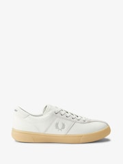 Fred Perry White Tennis Shoe Leather/Suede Trainers - Image 3 of 5