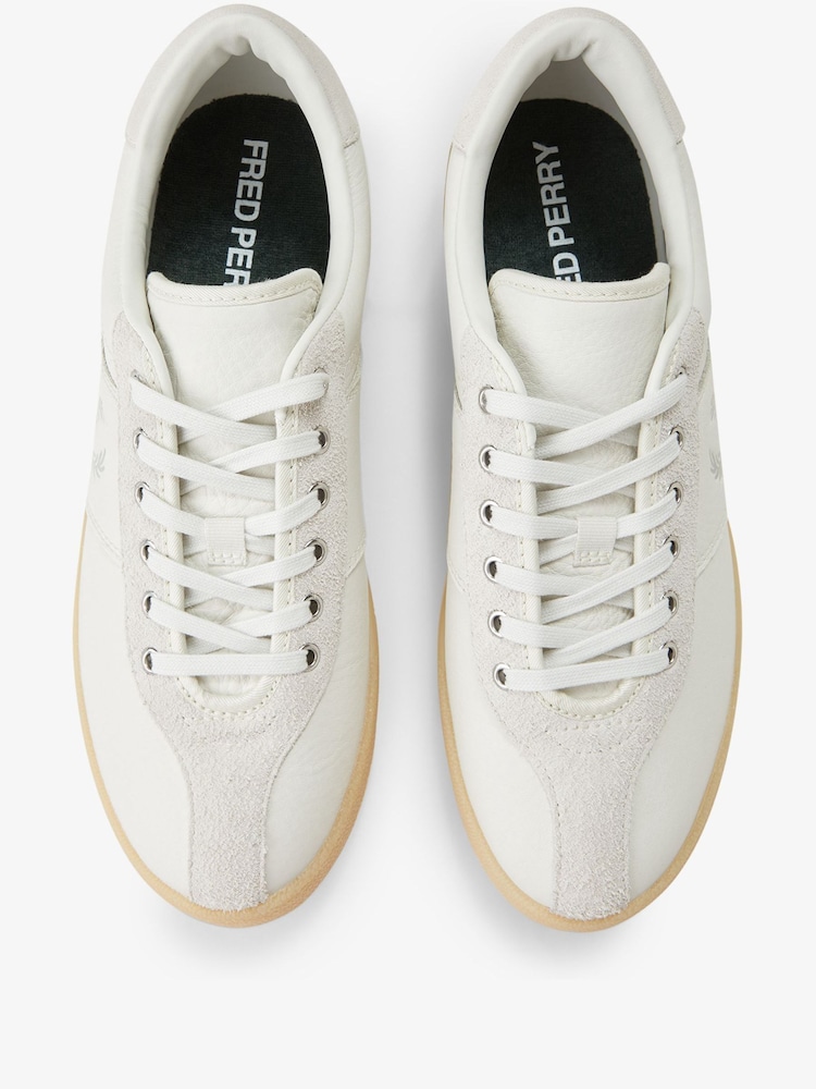 Fred Perry White Tennis Shoe Leather/Suede Trainers - Image 5 of 5
