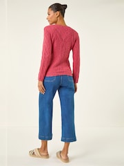 ורוד - Roman סוודר סרוג עם עיטור שולי צדפה מעוגלים - תמונה 3 מתוך 5