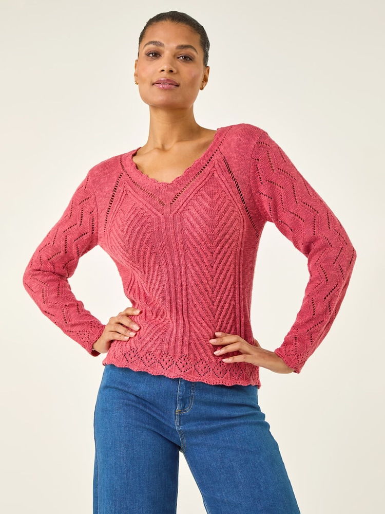 Roman Pink Scallop Detail Knit Jumper - Image 4 of 4 Roman Pink Scallop Detail Knit Jumper - Image 4 of 4