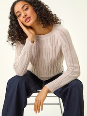 Roman Natural Sequin Knitted Top - Image 1 of 5