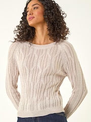 Roman Natural Sequin Knitted Top - Image 4 of 5