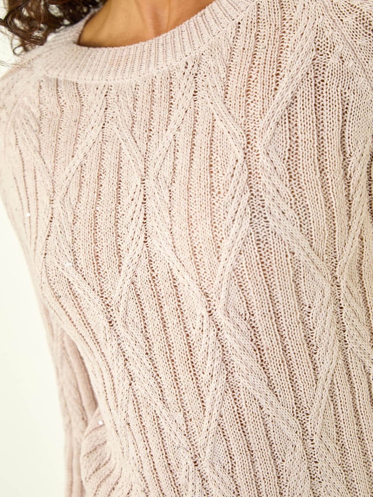 Roman Natural Sequin Knitted Top - Image 5 of 5