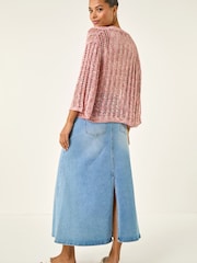 Roman Pink Spacedye Open Knitted Cardigan - Image 3 of 5