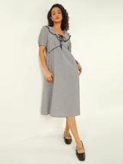 Roman Black Gingham Frill Tie Midi Dress - Image 1 of 5