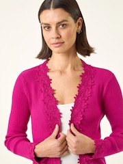 وردي - سترة كارديغان محبوكة بتشذيب دانتيل من Roman - Image 1 of 5