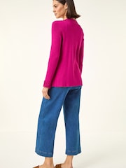 وردي - سترة كارديغان محبوكة بتشذيب دانتيل من Roman - Image 3 of 5