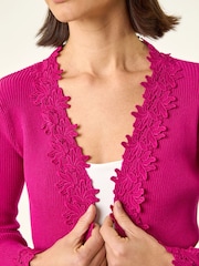 وردي - سترة كارديغان محبوكة بتشذيب دانتيل من Roman - Image 5 of 5