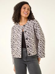 Roman Natural Animal Print Buttoned Jacket - Image 3 of 4