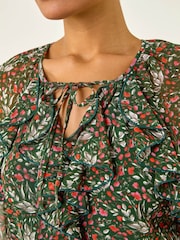Roman Floral Mesh Print Gathered Top - Afbeelding 6 van 6