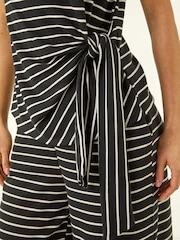 Roman Black Stripe Tie Waist Stretch Top - Image 5 of 5