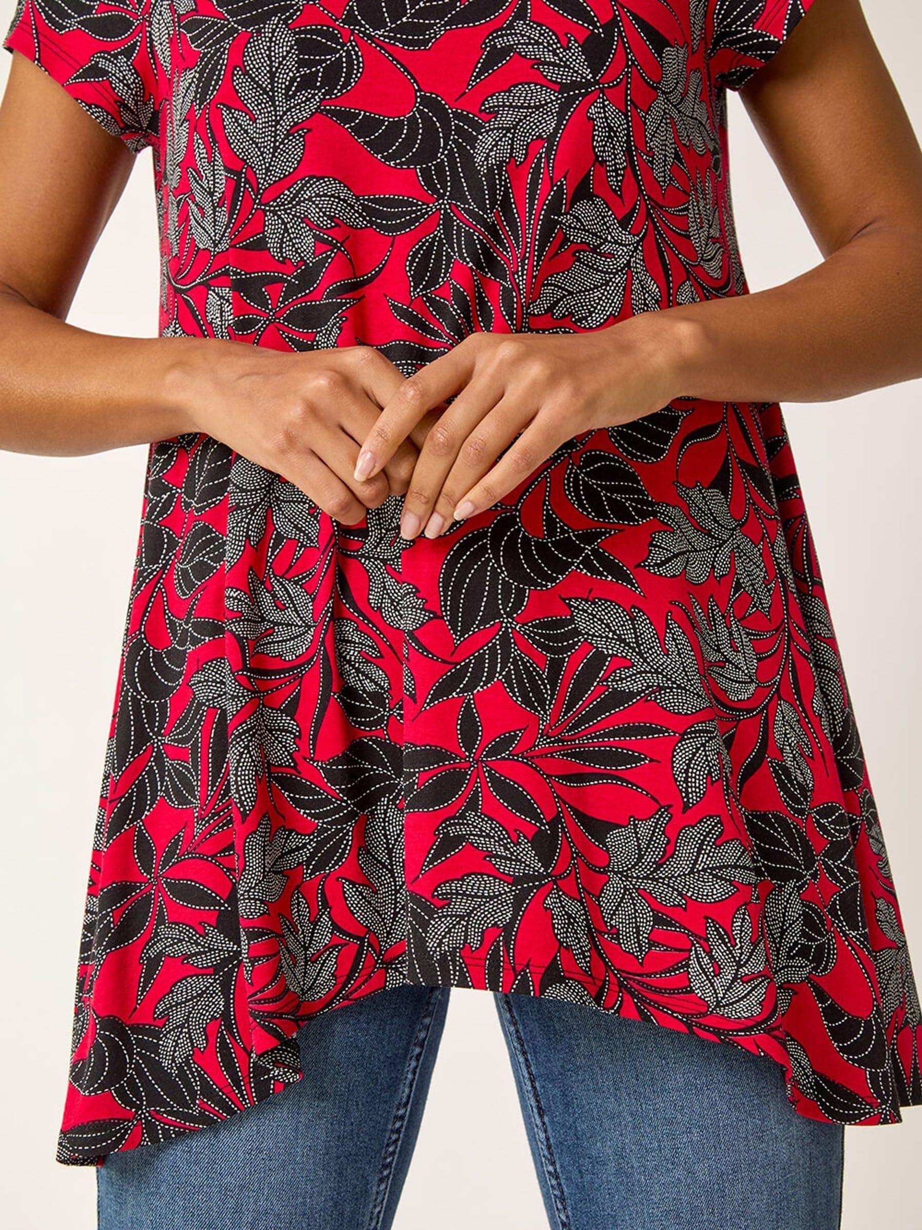 Buy Roman Red Floral Print Hanky Hem Top from Next USA