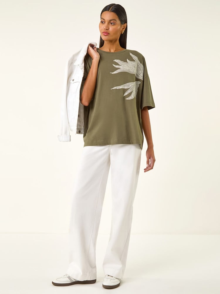 Roman Green Oversized Textured T-Shirt - Image 1 of 5 Roman Green Oversized Textured T-Shirt - Image 1 of 5