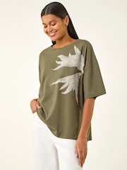 Roman Green Oversized Textured T-Shirt - Image 2 of 5