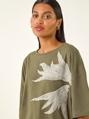 Roman Green Oversized Textured T-Shirt - Image 4 of 5