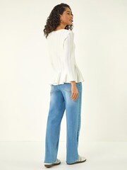 Roman White Peplum Knitted Top - Image 3 of 5