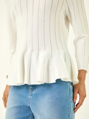 Roman White Peplum Knitted Top - Image 5 of 5