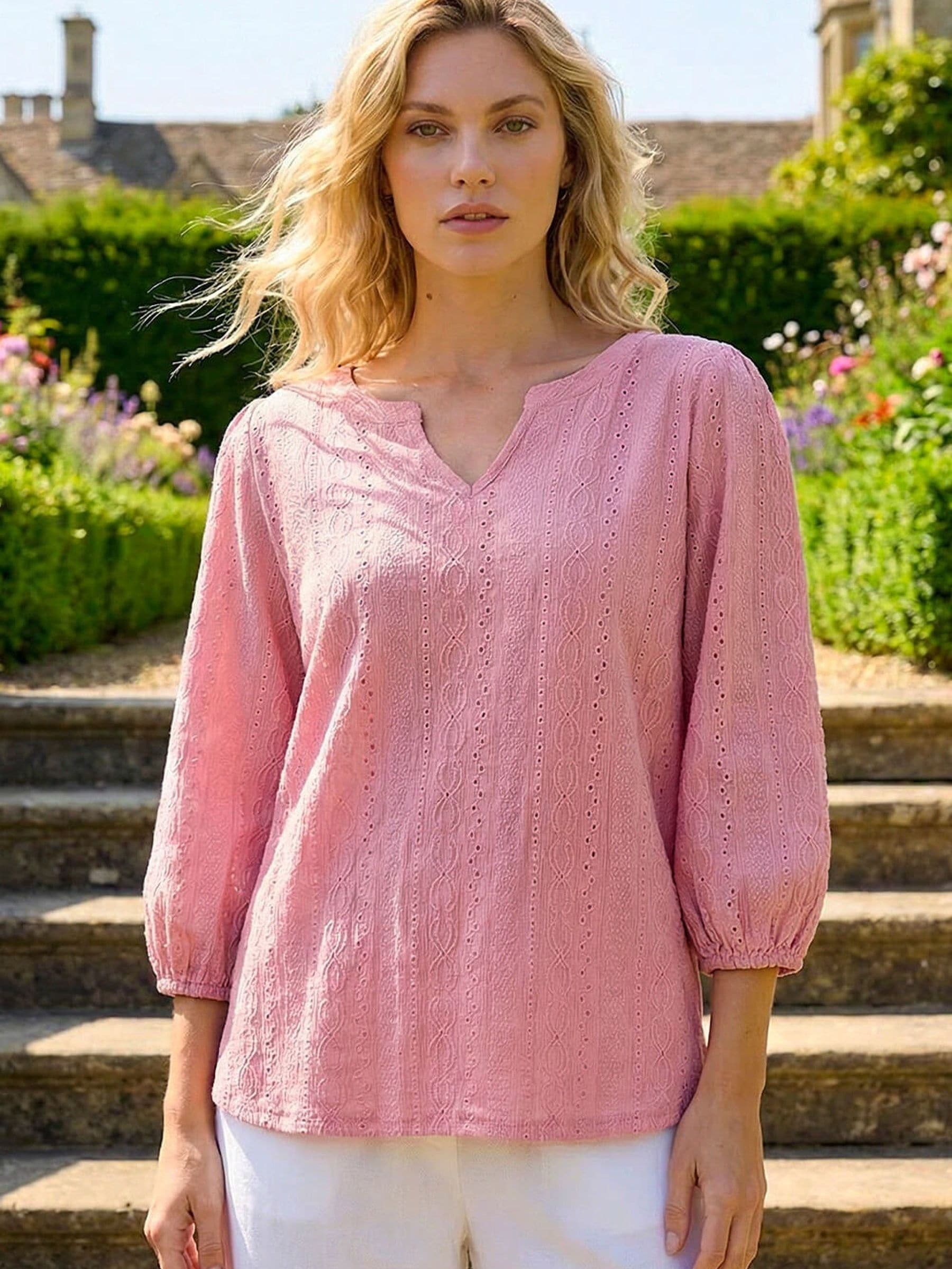 新品　Retune stina .round tops pink Buy Roman Pink Broderie Detail Tunic Top from the Next UK online shop