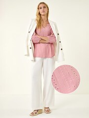 Roman Pink Broderie Detail Tunic Top - Image 2 of 5