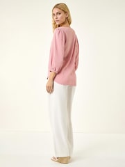 Roman Pink Broderie Detail Tunic Top - Image 3 of 5