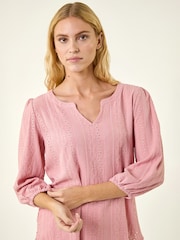 Roman Pink Broderie Detail Tunic Top - Image 4 of 5