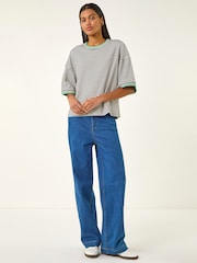 Roman Black Stripe Print Stretch Tunic Top - Image 2 of 5