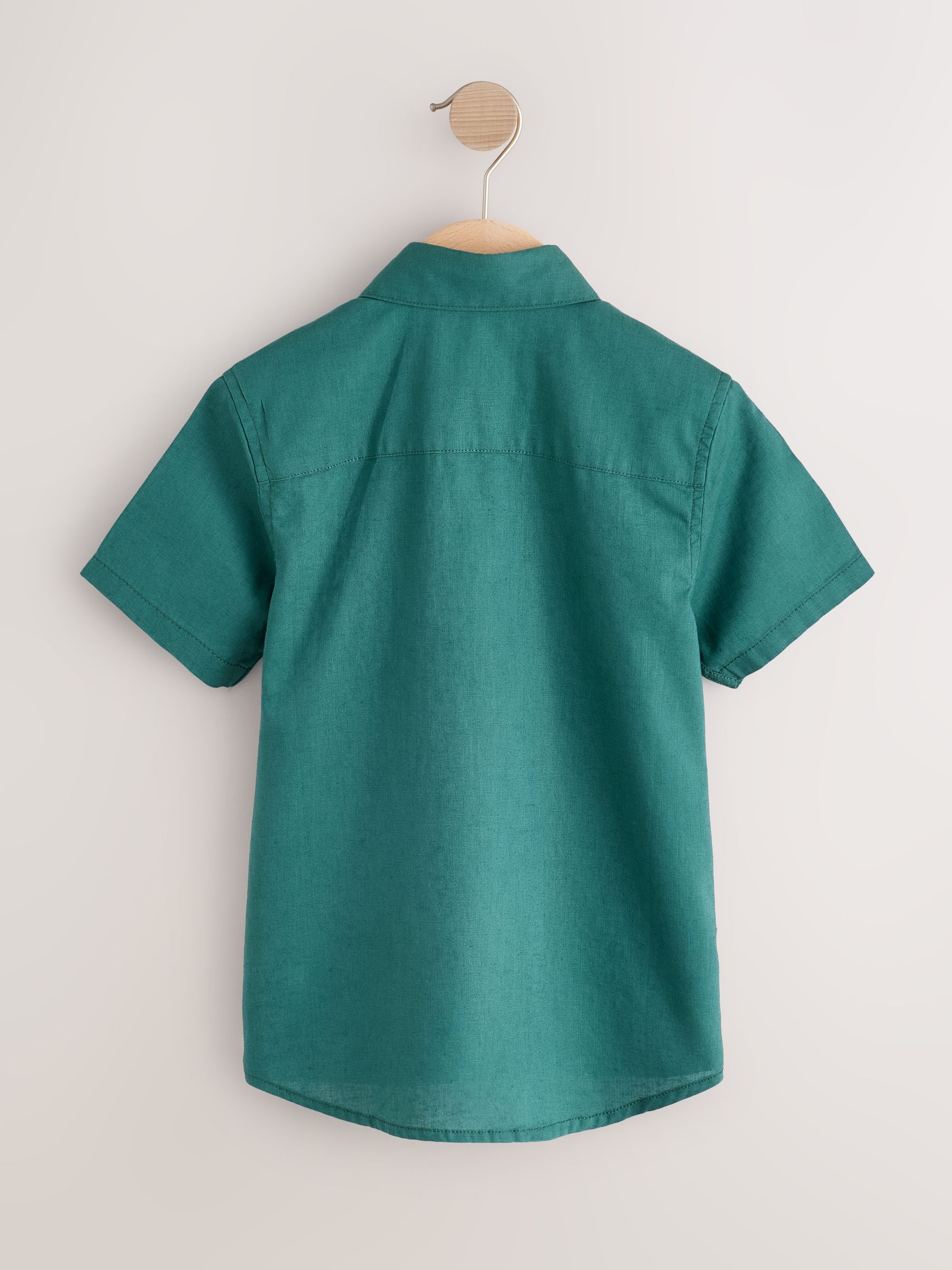 Buy Forest Green Short Sleeve Linen Blend Shirt (3-16yrs) from
