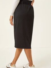 Roman Black Textured Belted Pencil Skirt - Image 3 of 5
