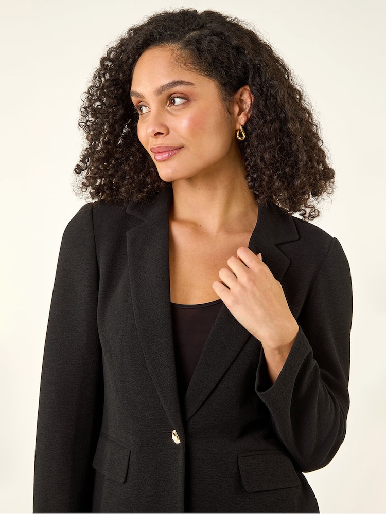 Roman Black Textured Pocket Stretch Jacket - Image 1 of 5