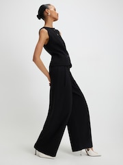 River Island Black High Waist Wide Leg Trousers - Image 1 of 4