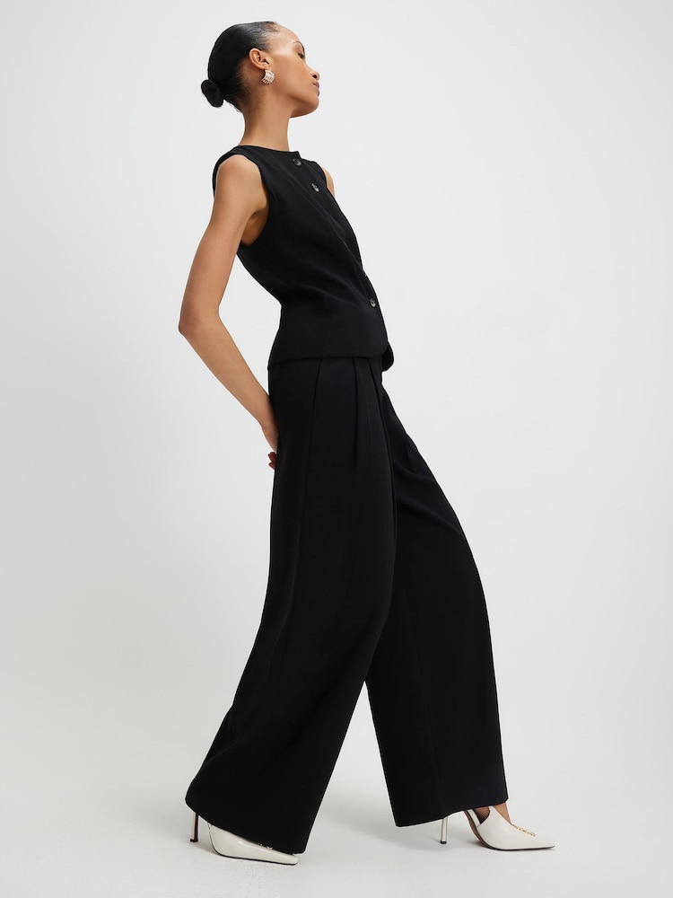 River Island Black High Waist Wide Leg Trousers - Image 1 of 4 River Island Black High Waist Wide Leg Trousers - Image 1 of 4